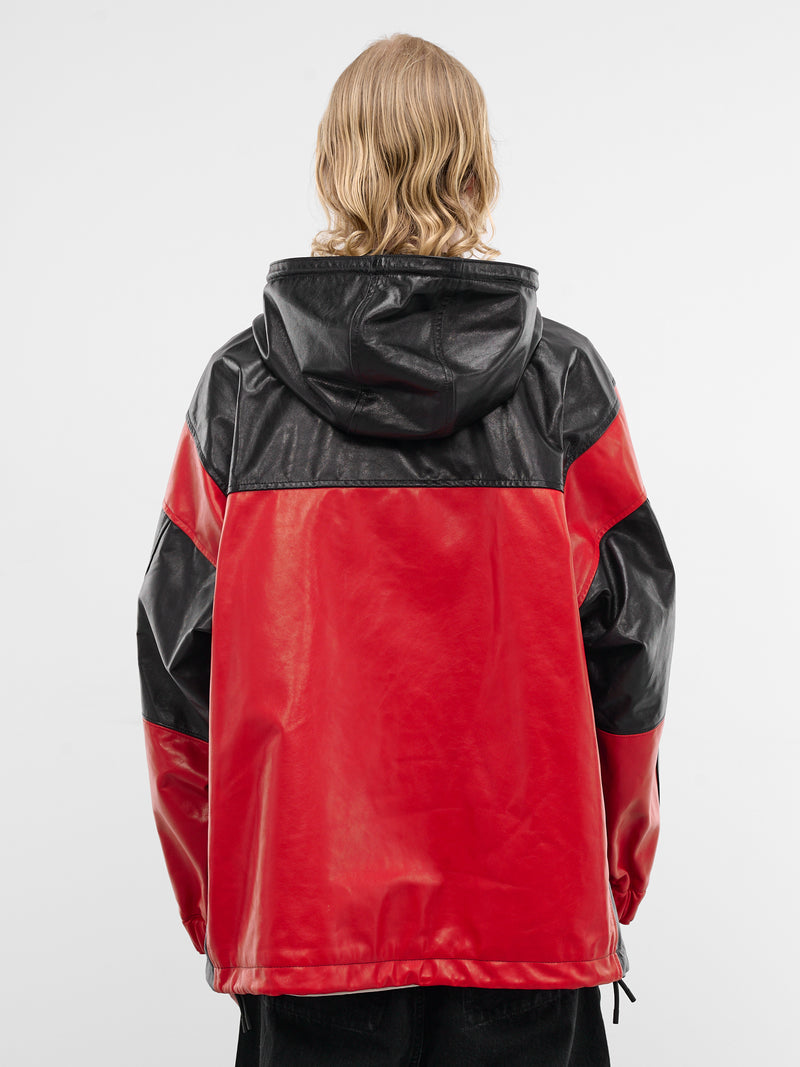 Lamb Leather Wingshape Mountain Parka (1626402005-RED)