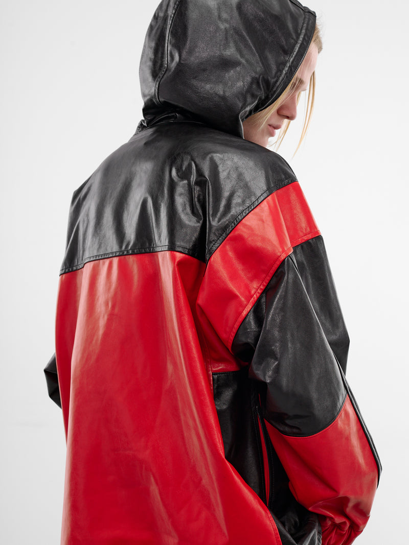 Lamb Leather Wingshape Mountain Parka (1626402005-RED)