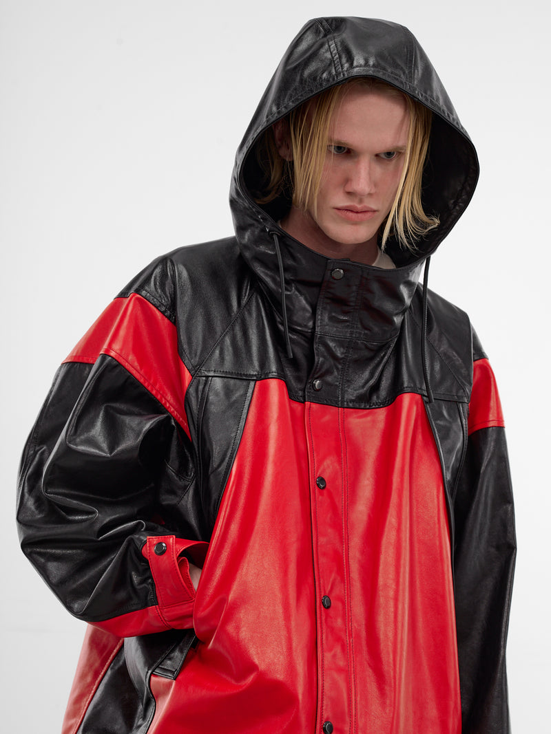 Lamb Leather Wingshape Mountain Parka (1626402005-RED)