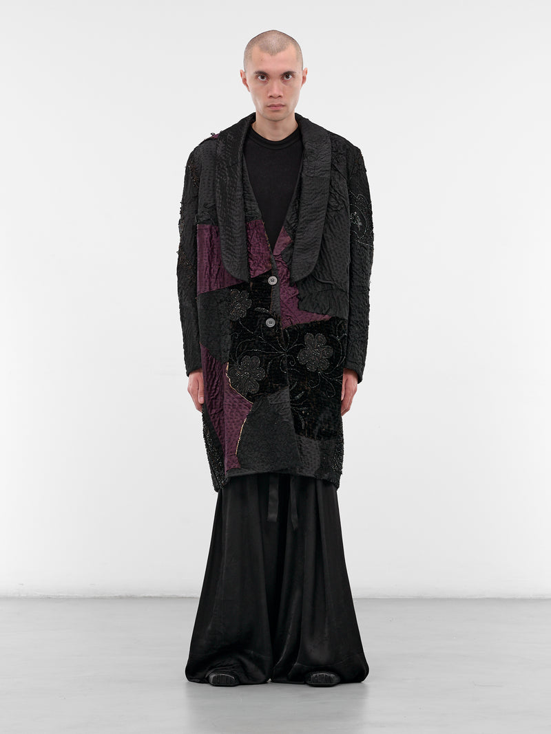 Black Patchwork Silk Finito Coat (170181-DARK)