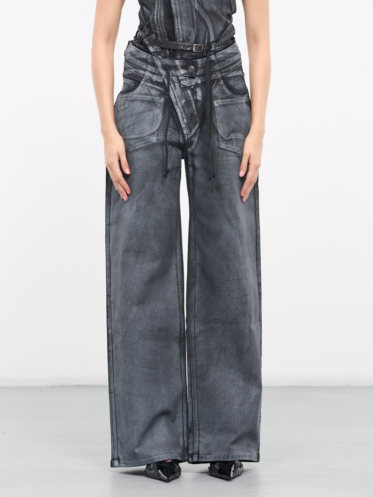 Double Fold Jeans (1702812-BLACK-WHITE)