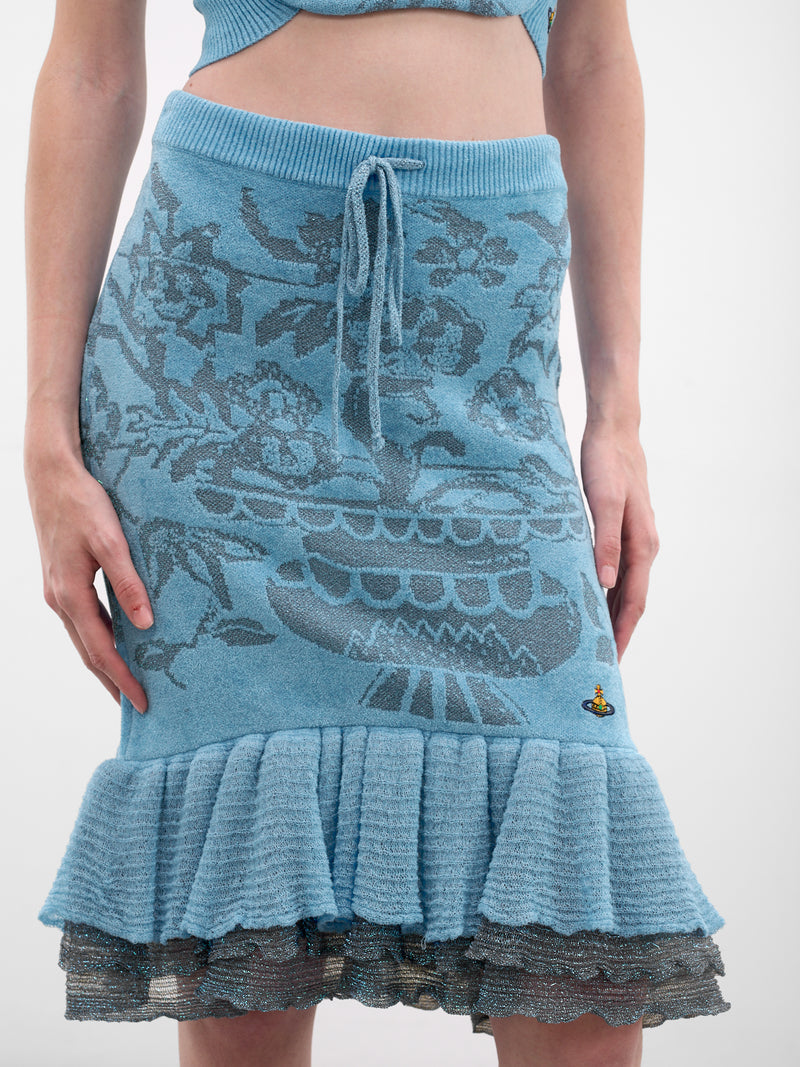 Julia Blue Floral Jacquard Skirt (18020027-C008Y-O101-AQUA)