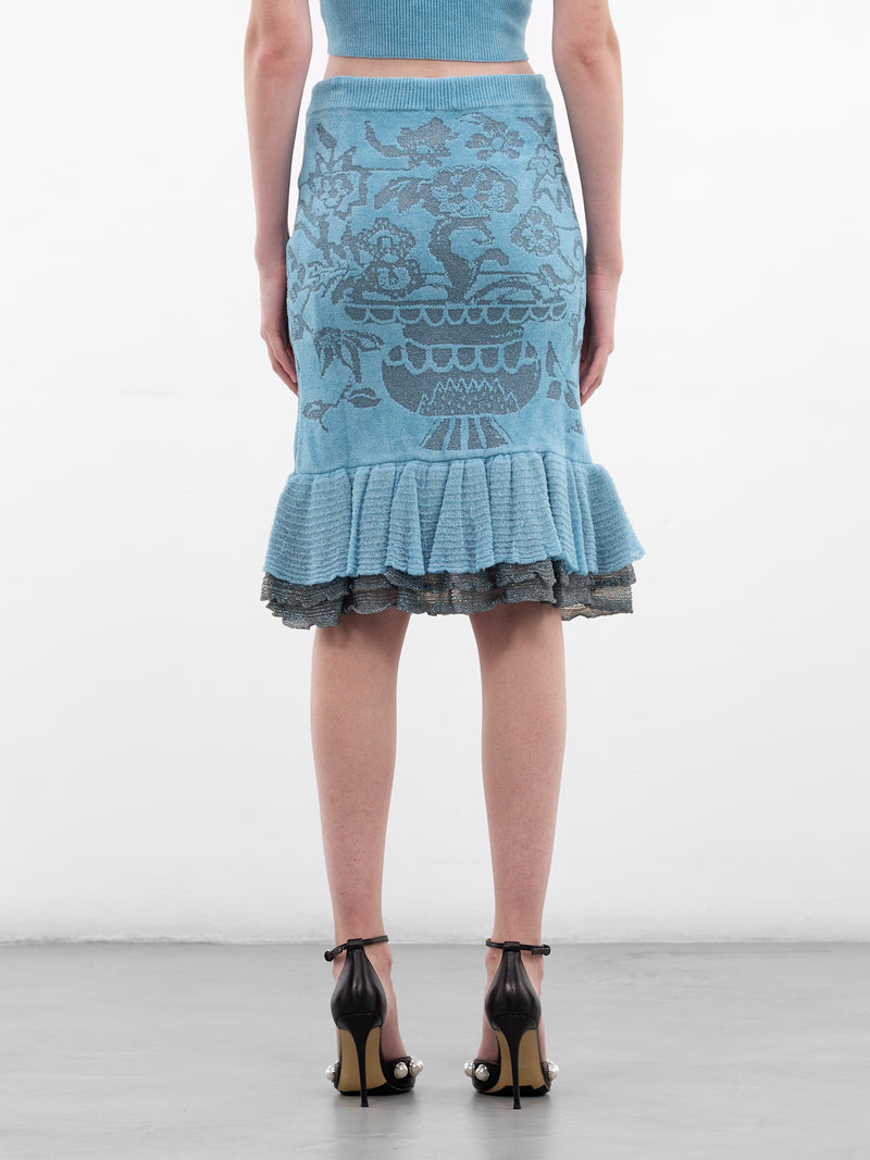 Julia Blue Floral Jacquard Skirt (18020027-C008Y-O101-AQUA)
