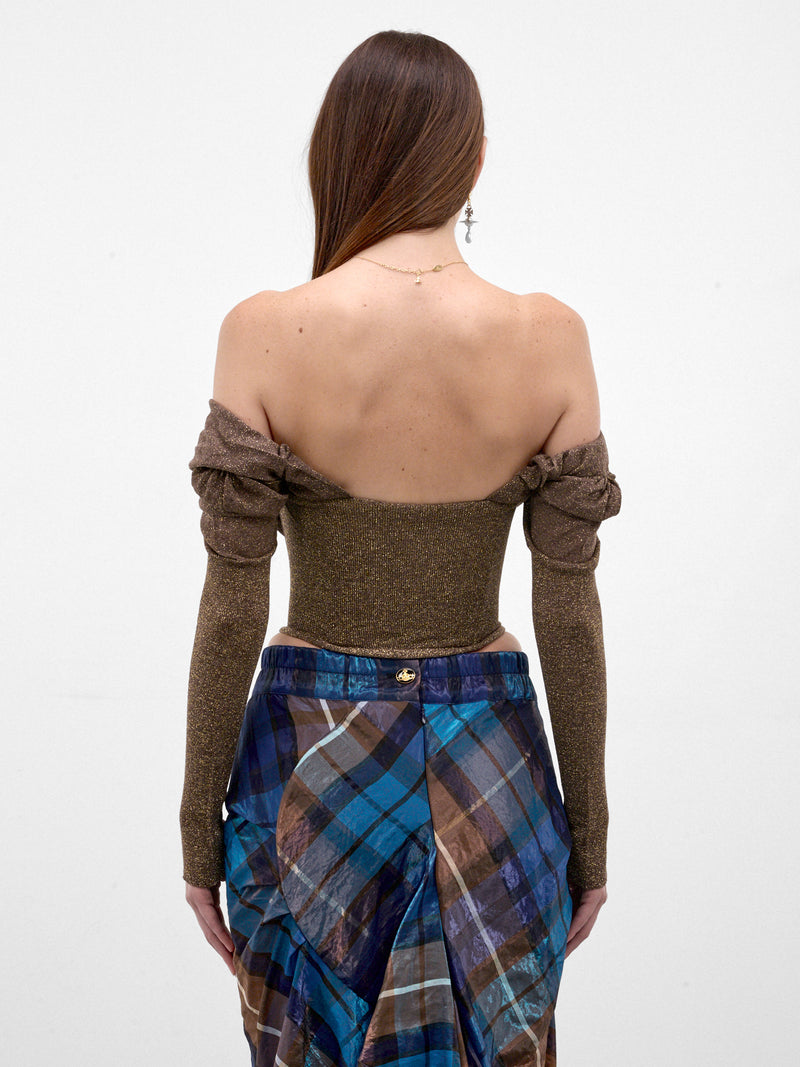 Bronze Off-Shoulder Ruched Corset (1803002V-Y0059-BRONZE)