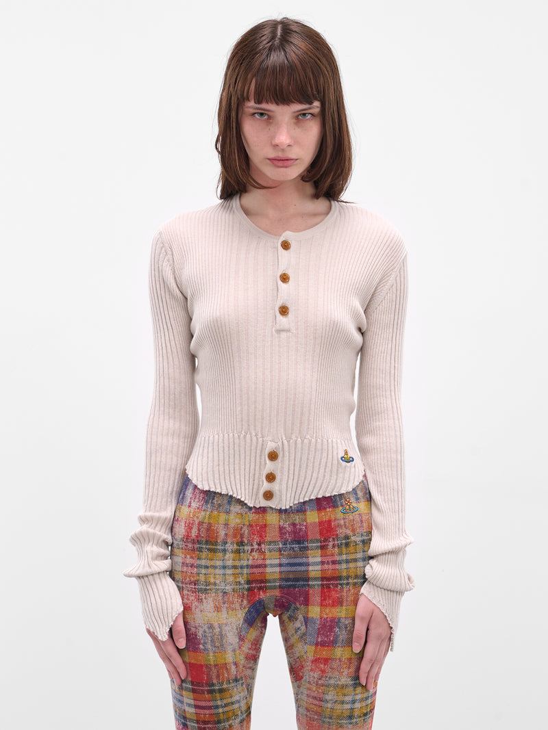 Beige Tegan Cashmere Knit Top (1803006G-Y003M-A402-DUSTY-WHIT)