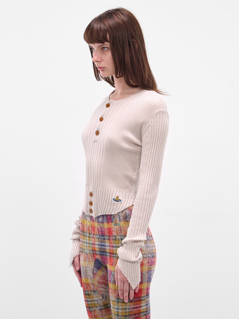 Beige Tegan Cashmere Knit Top (1803006G-Y003M-A402-DUSTY-WHIT)