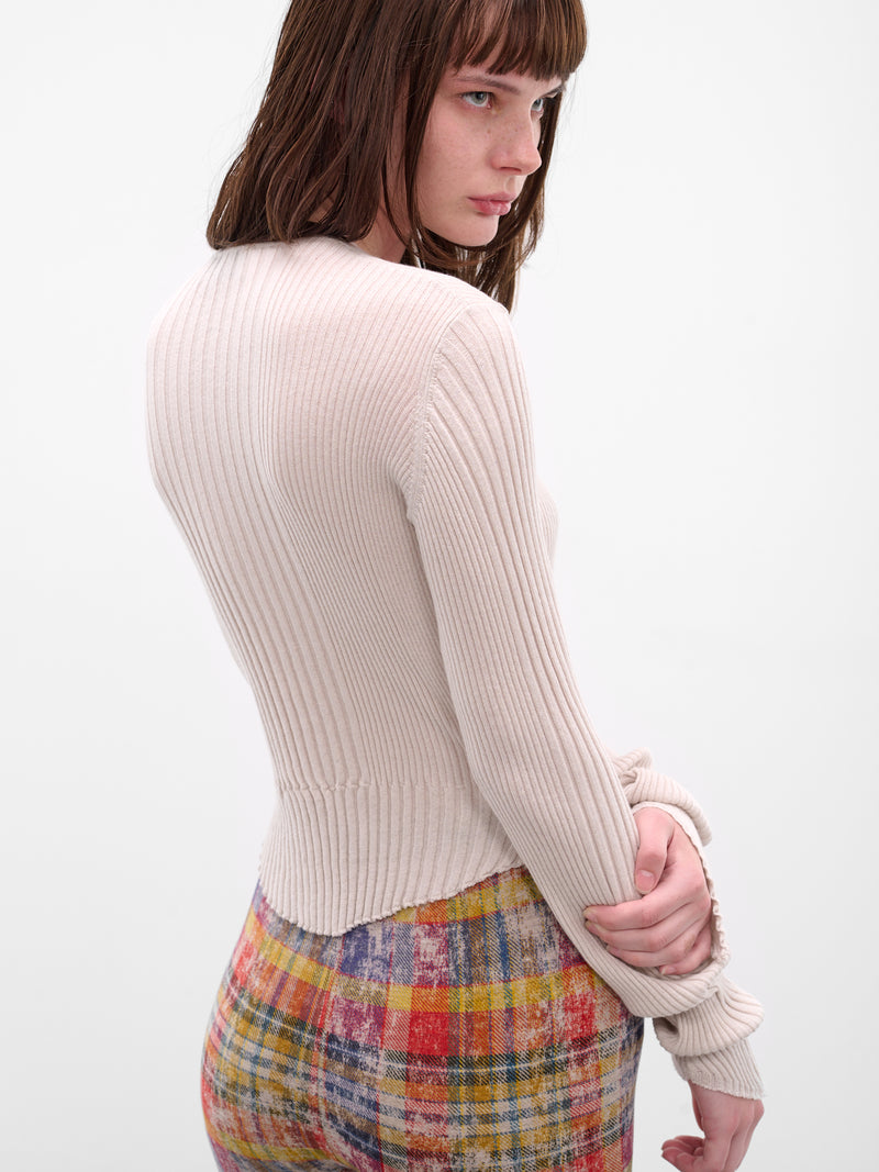 Beige Tegan Cashmere Knit Top (1803006G-Y003M-A402-DUSTY-WHIT)