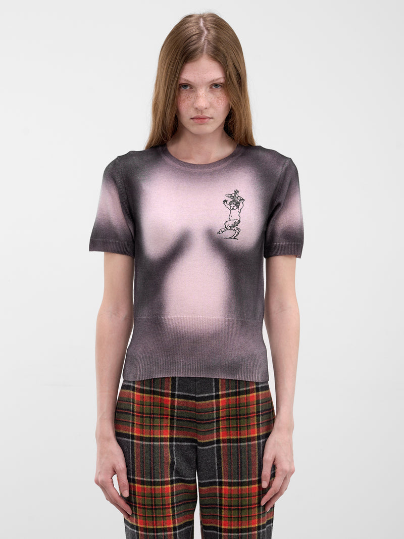 Elle Gradient Satyr Knit Tee (1803007G-Y004I-G401-PINK-BLACK)