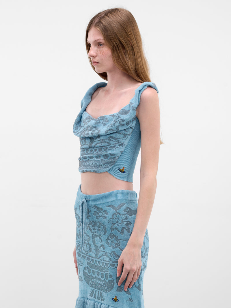 Julia Blue Floral Jacquard Bodice (1803007T-C008Y-O101-AQUA)