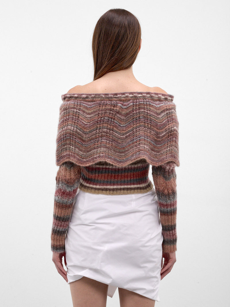 Off-Should Cape Cropped Knit Sweater (1803008R-Y005C-MULTI)