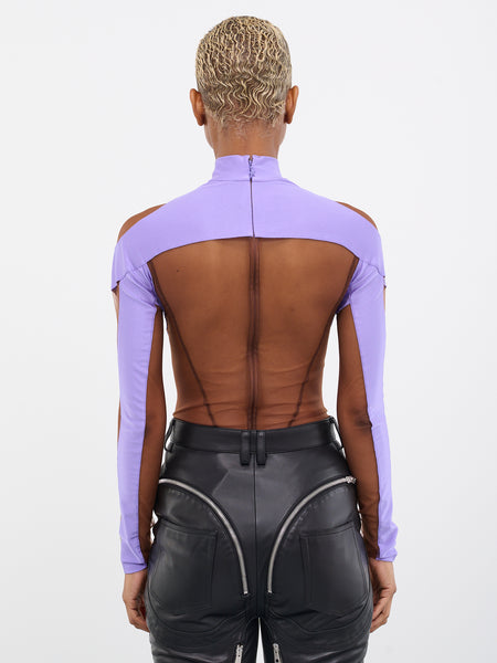 【関税込み】Mugler ピンク Illusion ボディスーツ Mugler - イリュージョン ネックライン ボディスーツ | HBX