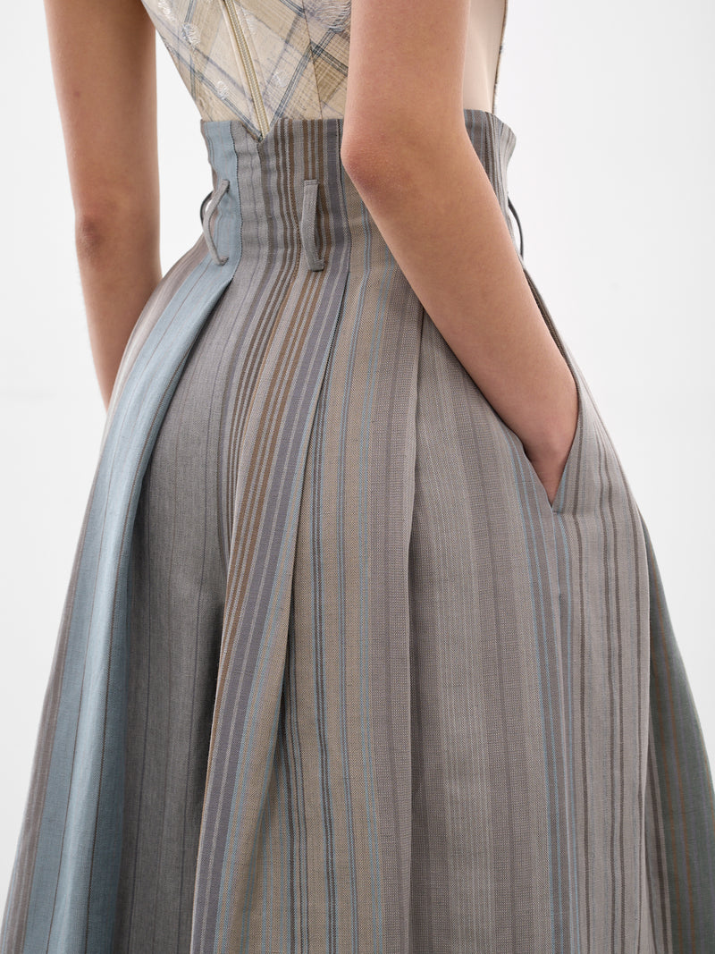 Gray Linen-Wool Bag Trousers (1F01001F-W01EO-SAGE-CAMEL)