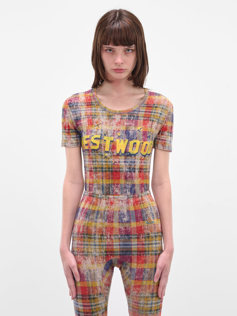 Red Distressed Tartan Peru Tee (1G010012-J009Y-O320-TARTAN)