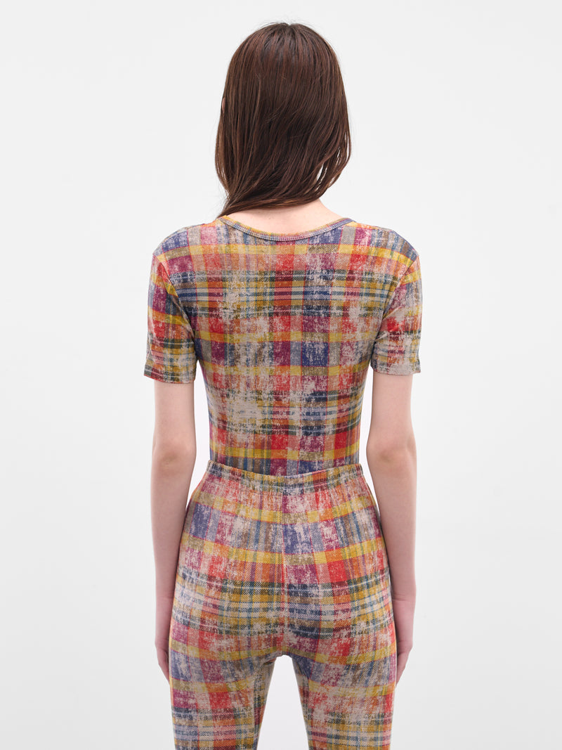 Red Distressed Tartan Peru Tee (1G010012-J009Y-O320-TARTAN)