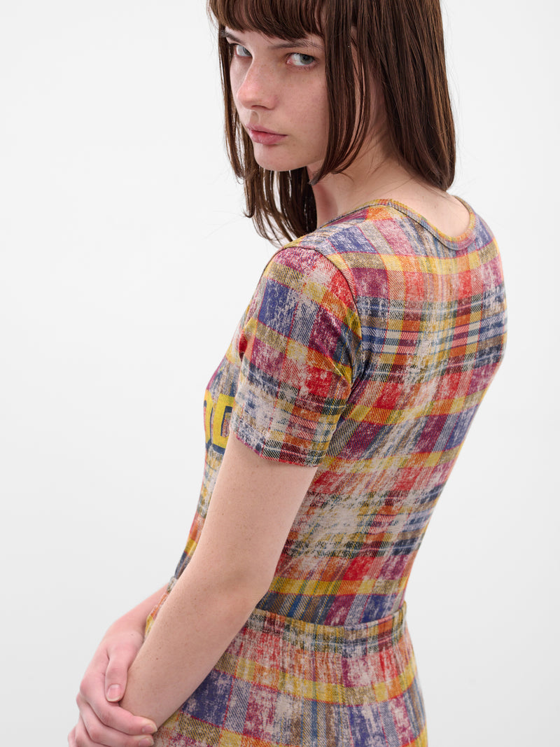 Red Distressed Tartan Peru Tee (1G010012-J009Y-O320-TARTAN)