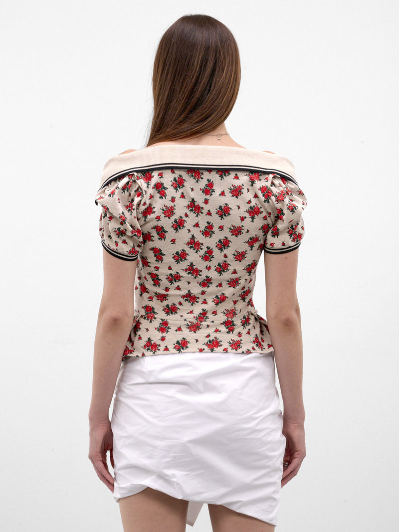 Rose Print Off-Shoulder Corset (1H010006-J00AV-ROSES)