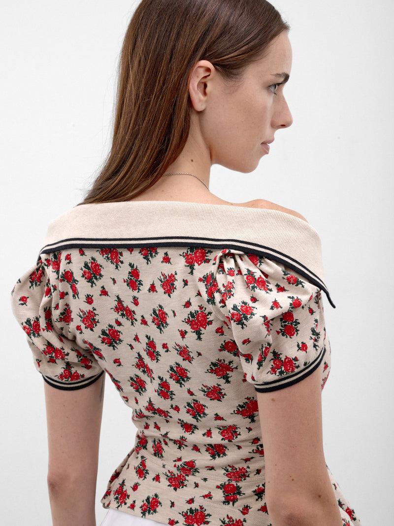 Rose Print Off-Shoulder Corset (1H010006-J00AV-ROSES)