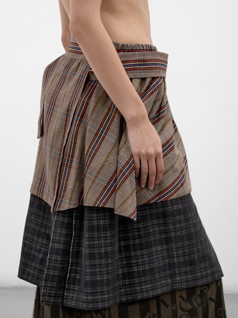 Multicolor Plaid Layered Maxi Skirt (1K010038-C009Y-MULTI)