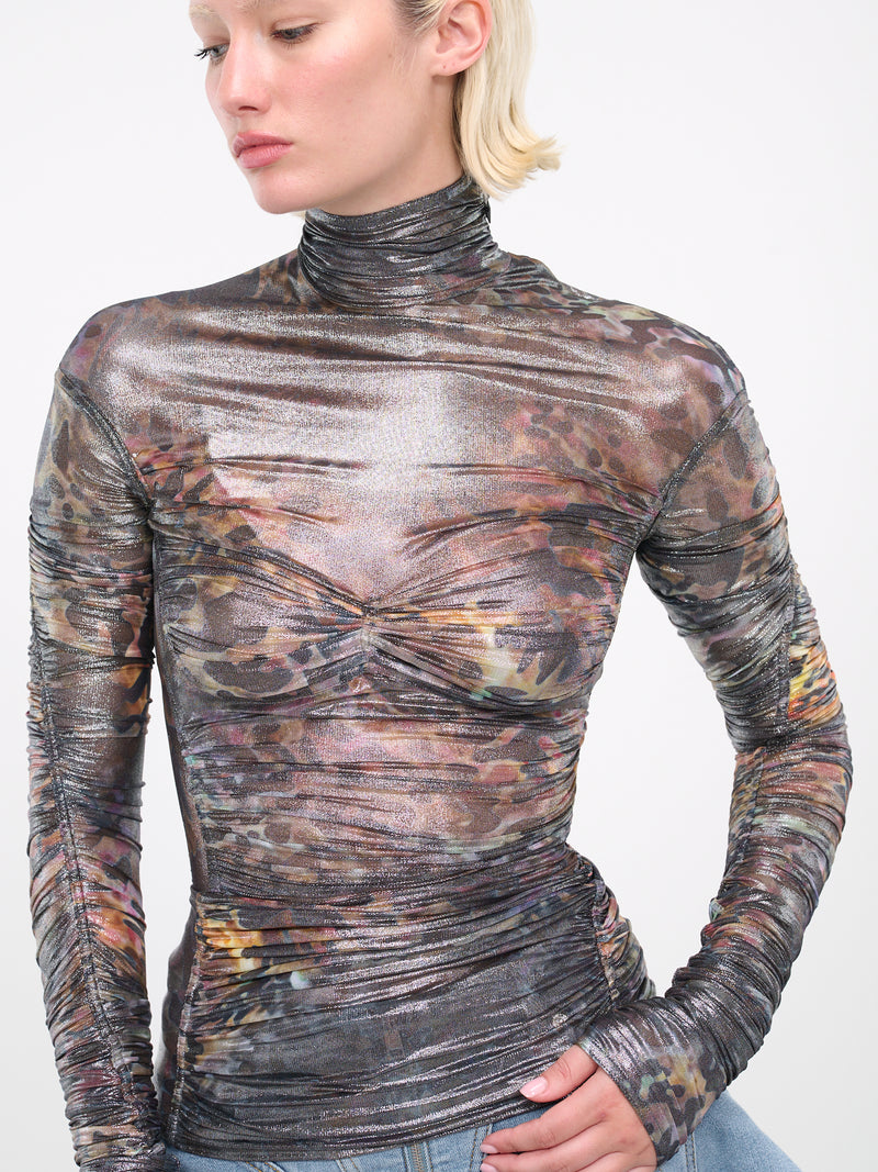 Ruched Turtleneck (1T00657585-OCTOPUS-SILVER)