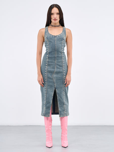 BLUMARINE Eyelet Jean Midi Dress | H.Lorenzo