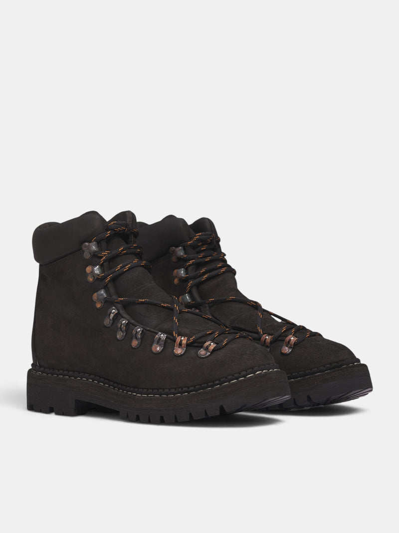 2006V Black Leather Hiking Boots (2006V-M-GROPPONE-REVERSE-BLACK)