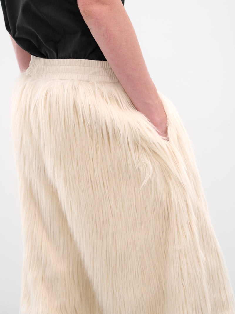 White Basic Fur Baggy Trousers (2009-CC4-MILK)