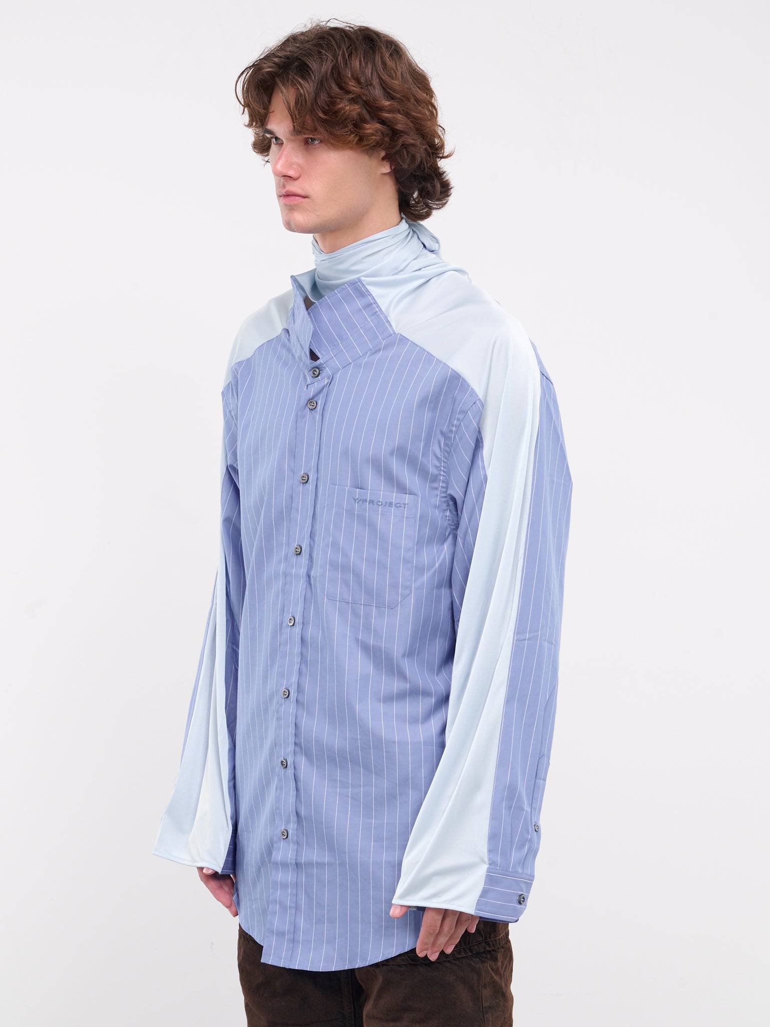Insert Scarf Shirt (201SI003-F515-BLUE-STRIPE)