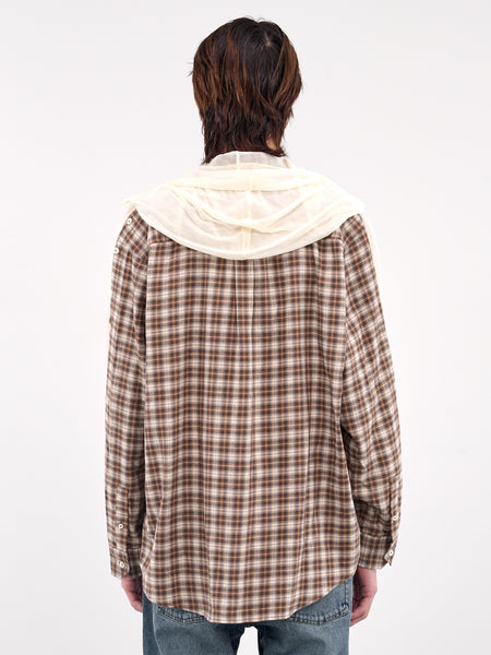 Insert Hood Shirt (201SI012-F525-BROWN-BEIGE-CHEC)
