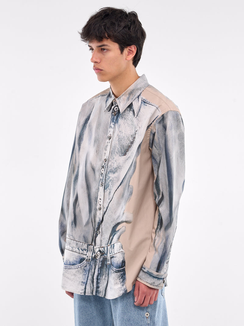 Trompe L'oeil Shirt (201SI014-F564-BEIGE-BLUE)