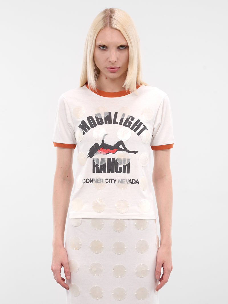 White MOP Sequin Ringer Tee (2037-WHITE)