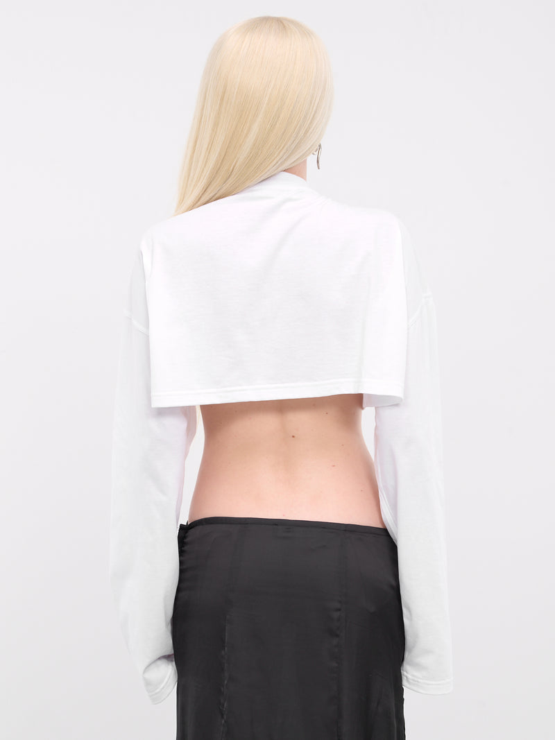 Scrunched Logo Crop Top (204TS013-J127-OPTIC-WHITE)