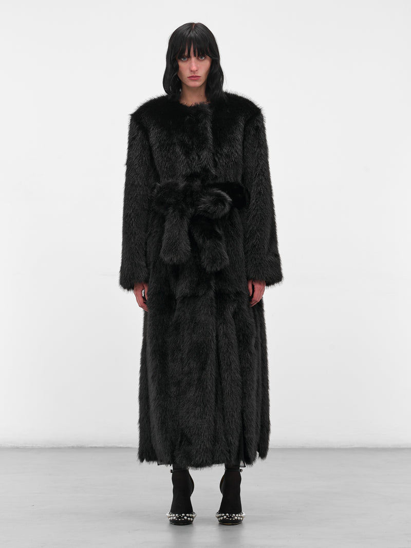 Black Oversized Long Fur Coat (2074-1090-BLACK)