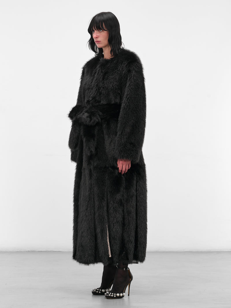 Black Oversized Long Fur Coat (2074-1090-BLACK)