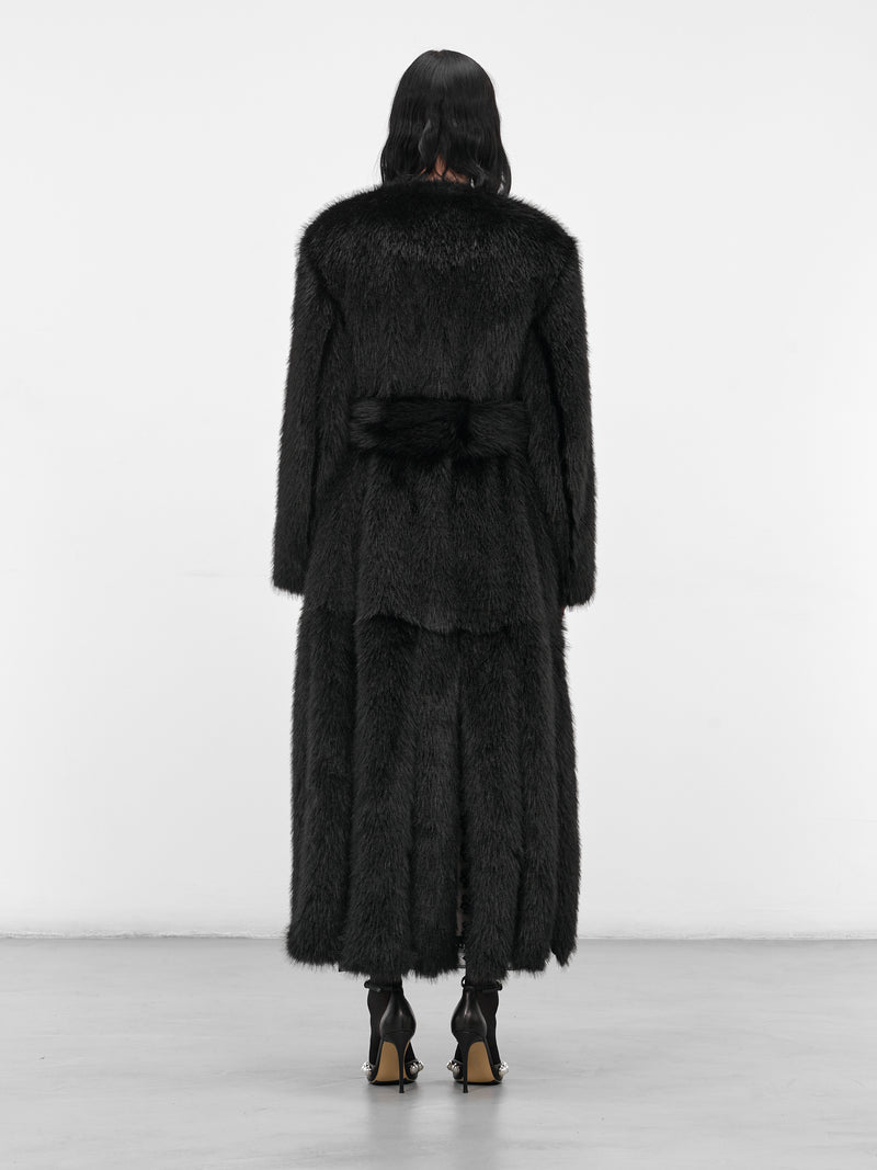 Black Oversized Long Fur Coat (2074-1090-BLACK)