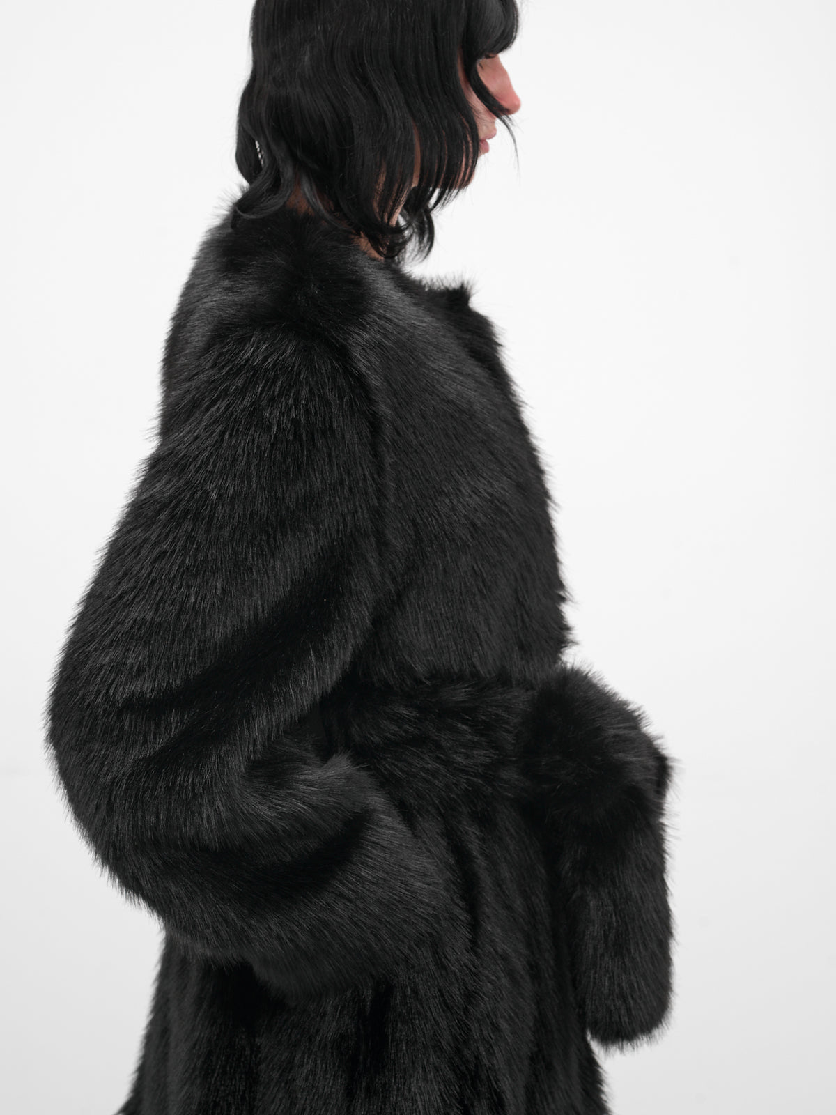 Black Oversized Long Fur Coat (2074-1090-BLACK)