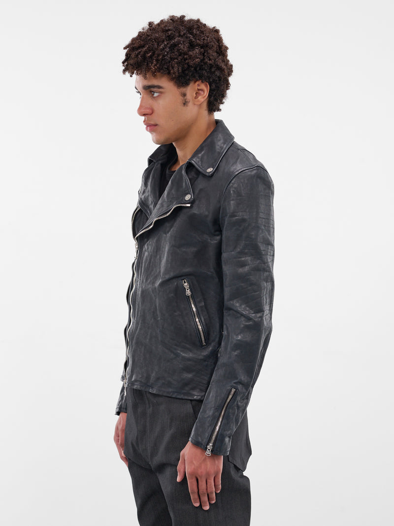 Blue Calf Leather Biker Jacket (2123-02-BLUE)