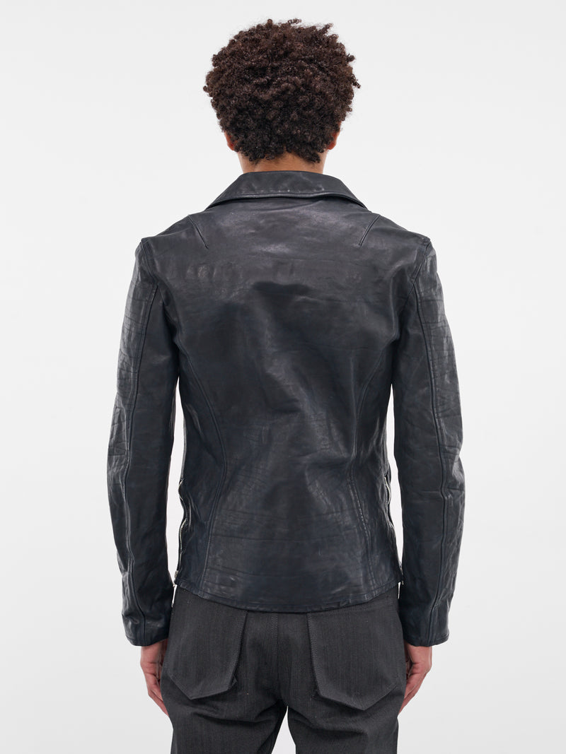 Blue Calf Leather Biker Jacket (2123-02-BLUE)