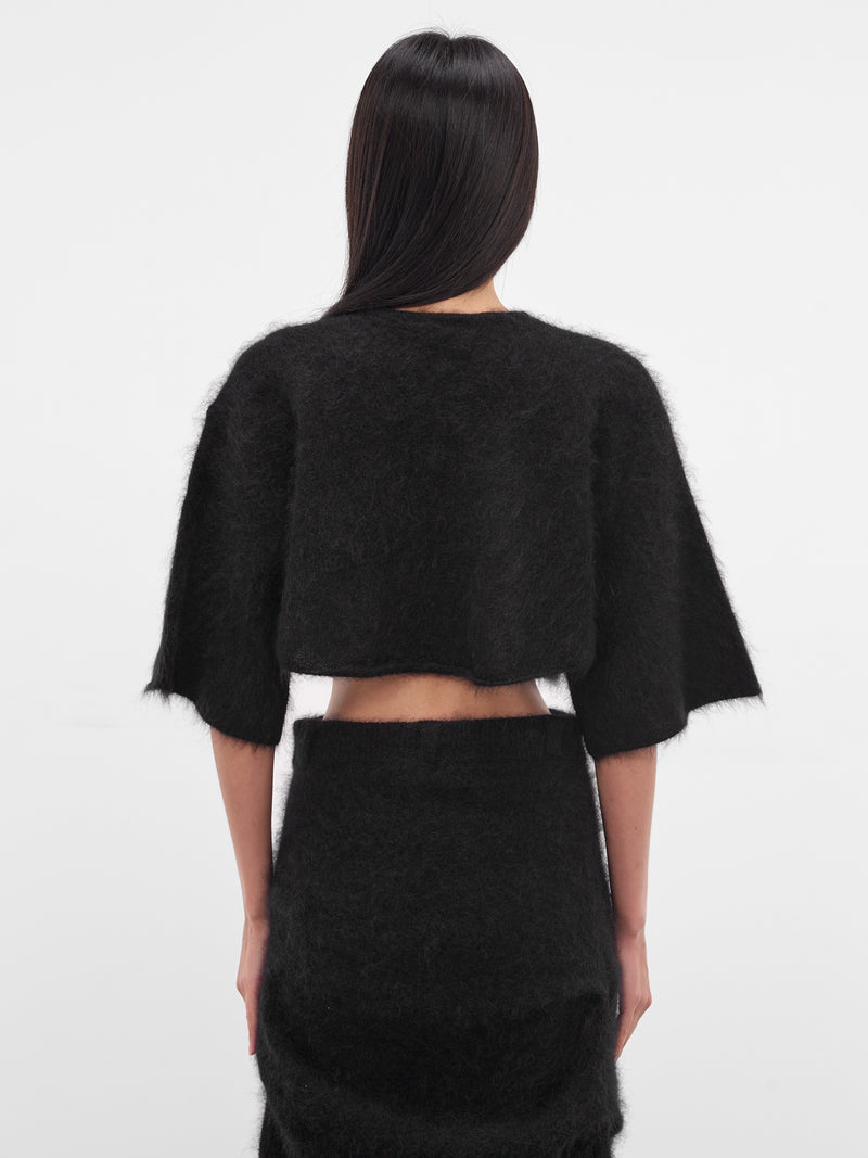 Maja Hairy Knit Cropped Cardigan (21977-MAJA-BLACK)