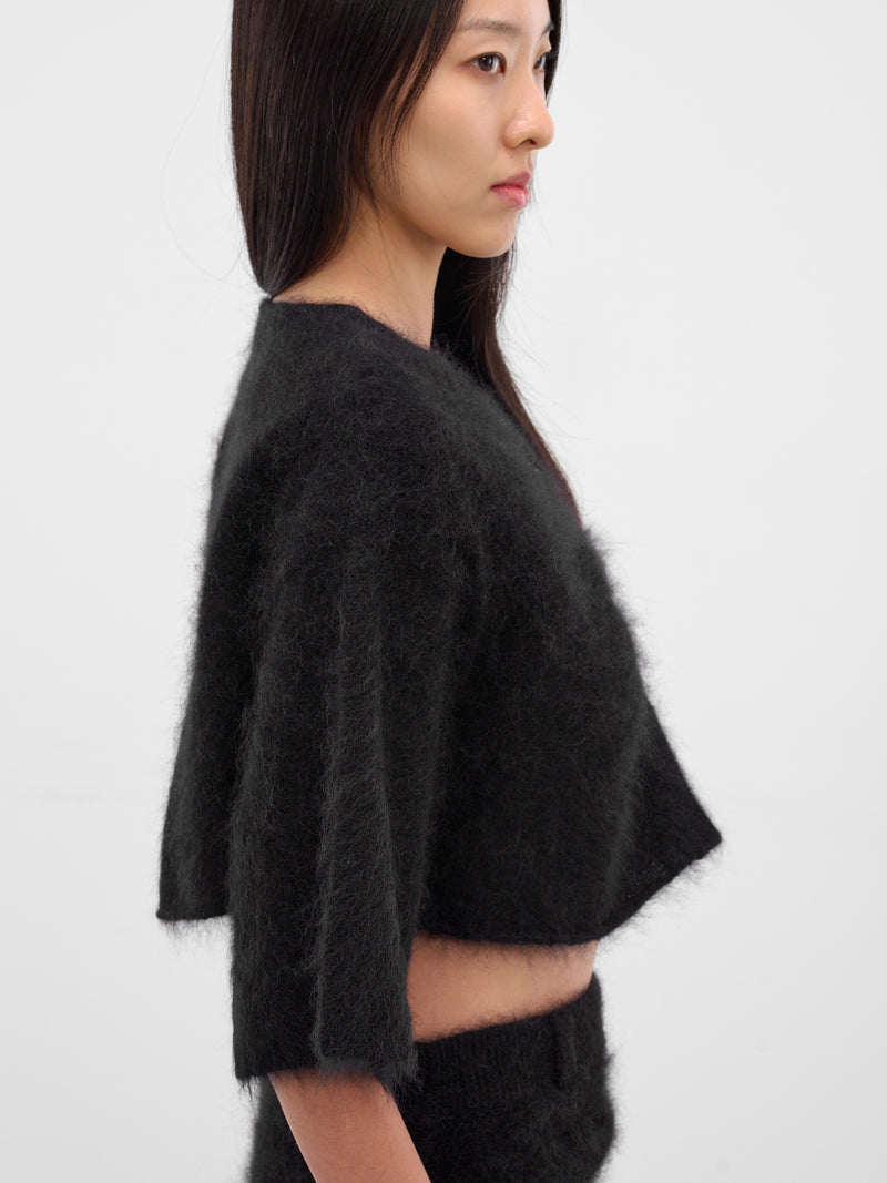 Maja Hairy Knit Cropped Cardigan (21977-MAJA-BLACK)