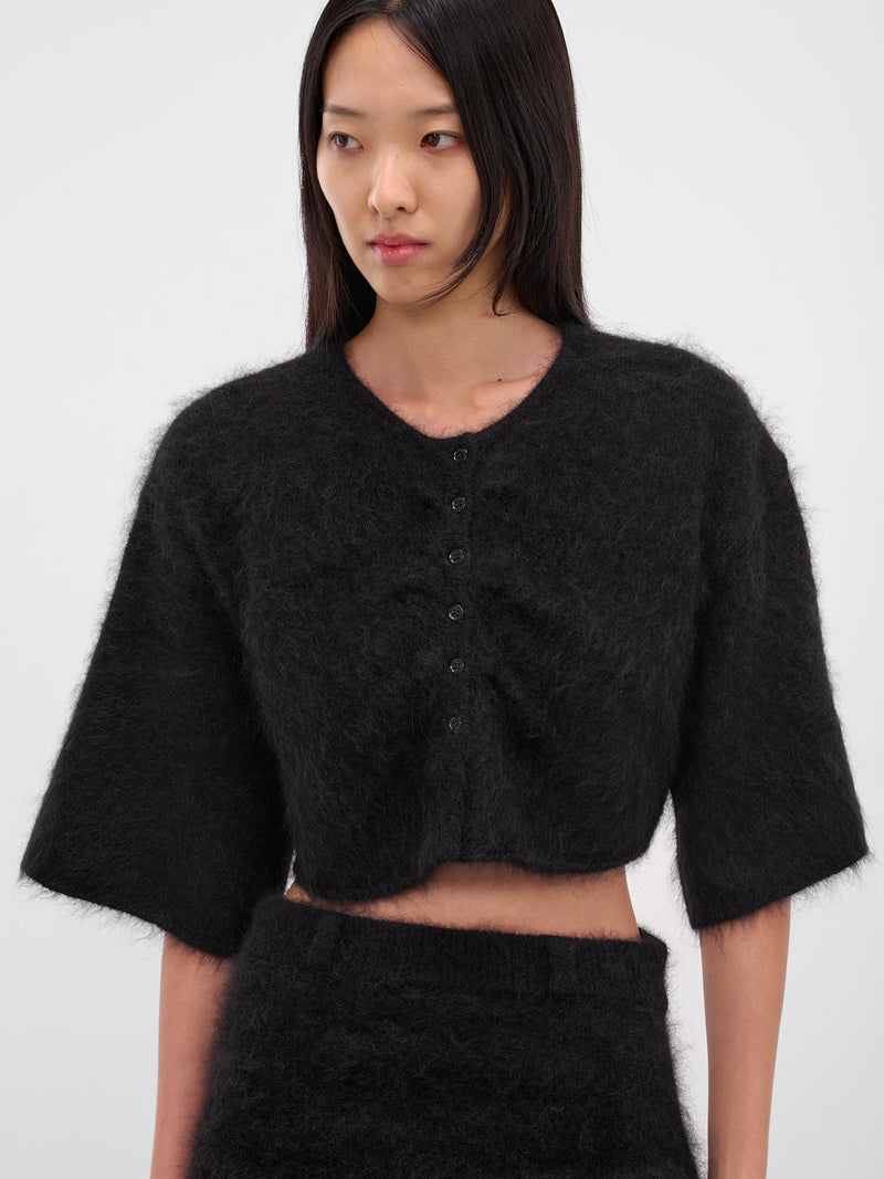Maja Hairy Knit Cropped Cardigan (21977-MAJA-BLACK)