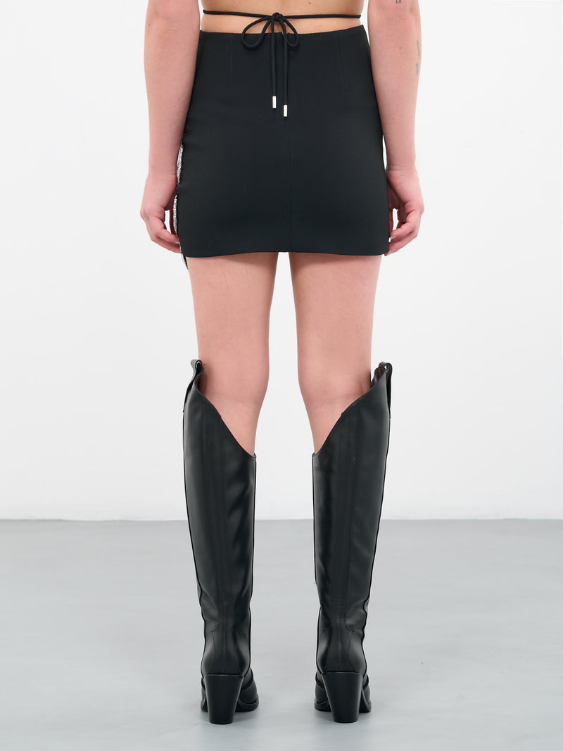 Crystal Fish Hook Mini Skirt (21S-BLACK-SILVER)