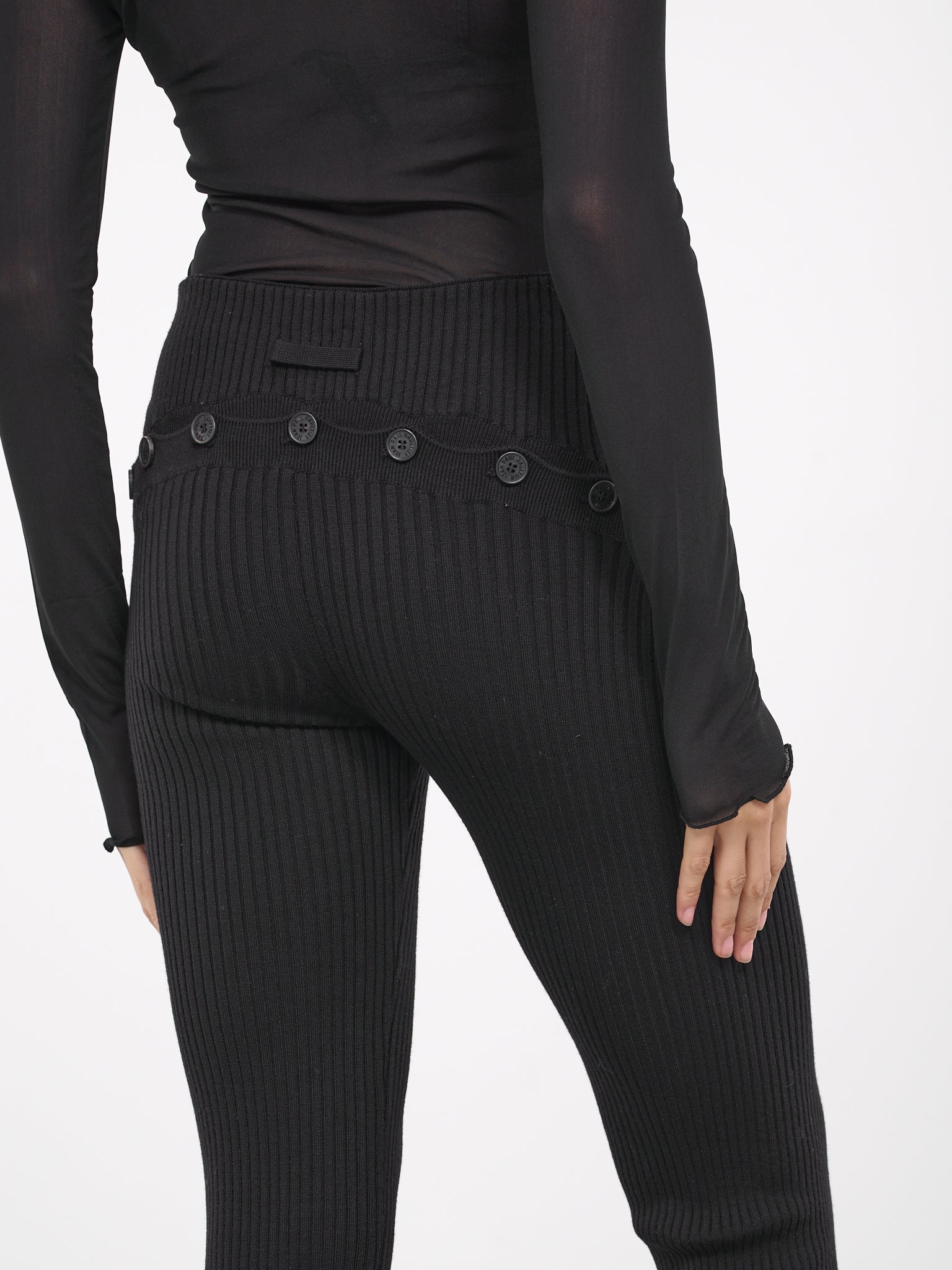 Buttoned Knit Pants (23-15-F-PA090-M057-BLACK)