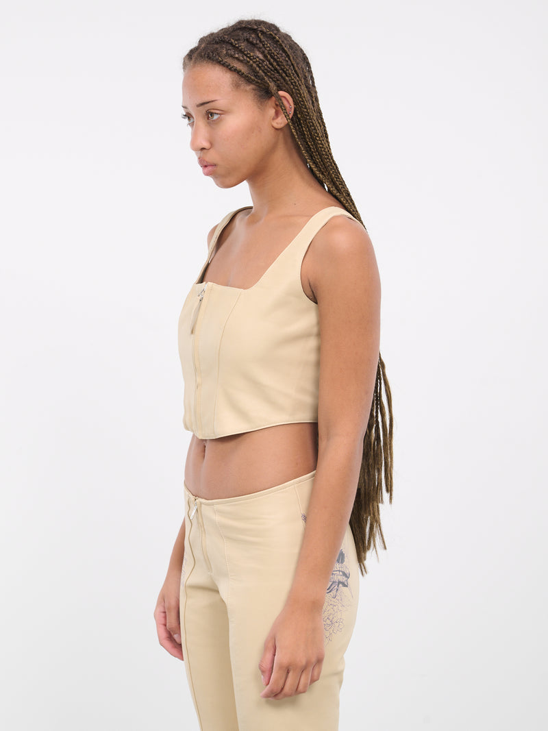 Tattoo Leather Bustier (23-15-F-ST017I-NUDE-NAVY)