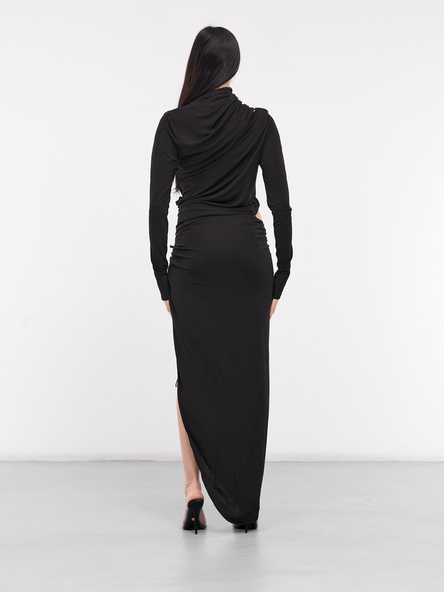 Framed Drape Slice Dress (24013172-BLACK)
