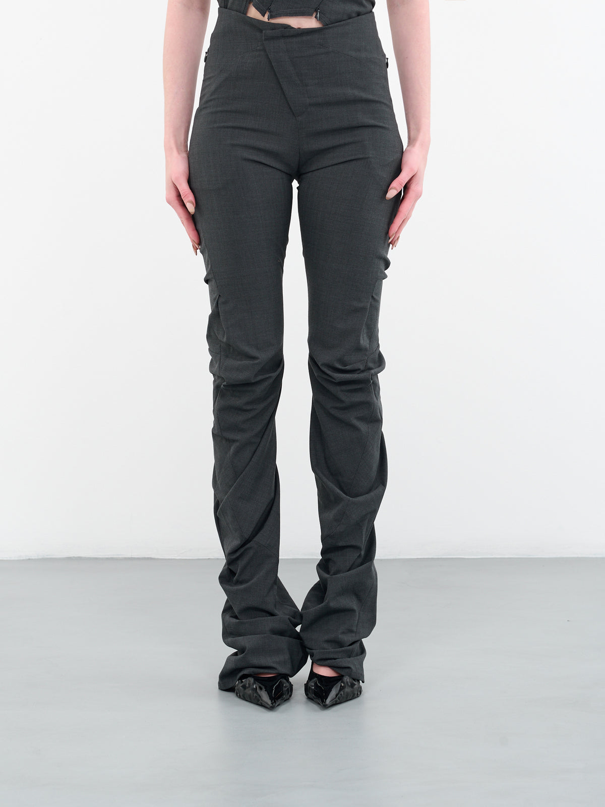 Draped Asymmetric Suit Trousers (2301707-ANTHRA)