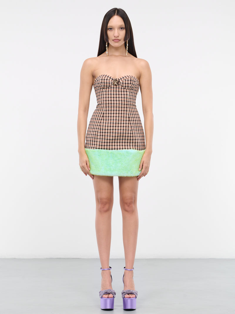 Check Fur Mini Dress (2304D44234-CARAMEL-MULTI)