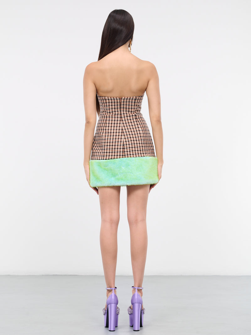Check Fur Mini Dress (2304D44234-CARAMEL-MULTI)