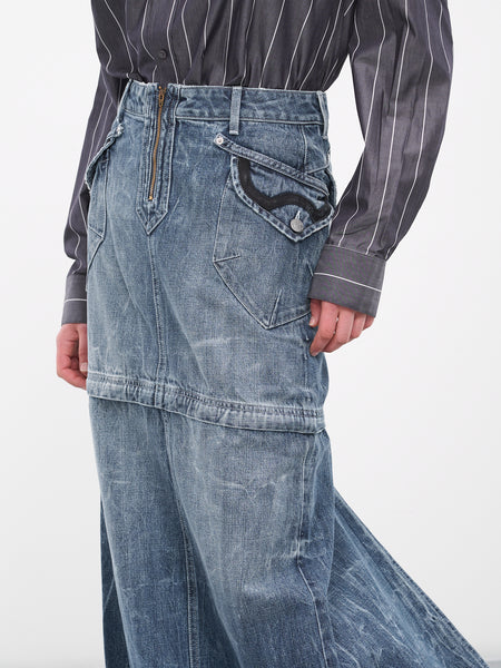 【OpenYY (Open Product)】denim skirt-blue OPEN YY Blue Wrap Denim Miniskirt OPEN YY