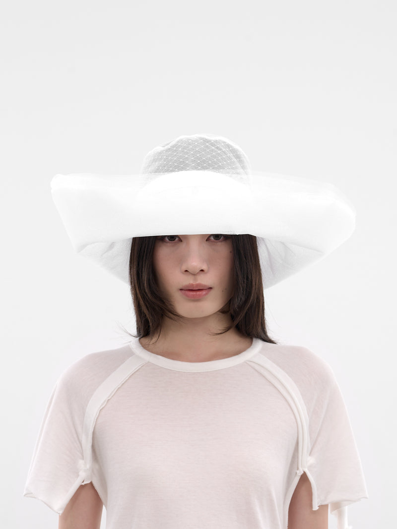 Layered Tulle Sun Hat (233-SUNSET-IVORY-WHITE)