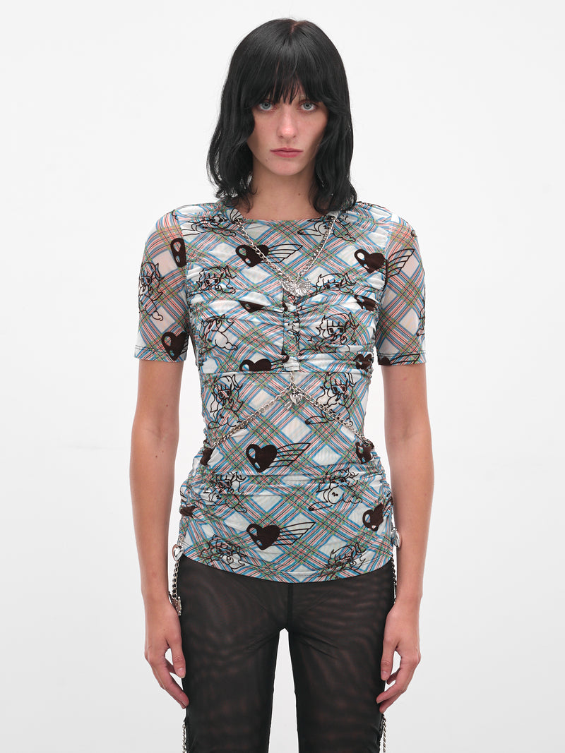 Blue Sonicscape Tartan Mesh Top (2330-SONICSCAPE-BLUE-MULTI)